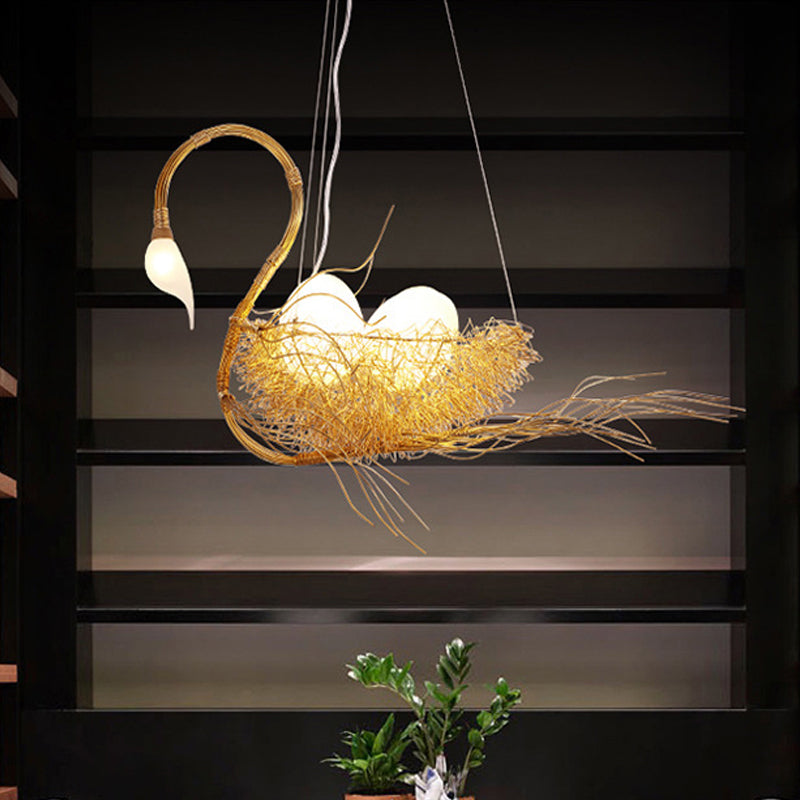 Modern Gold Goose Chandelier Light - Egg Design 3-Light Metal Pendant