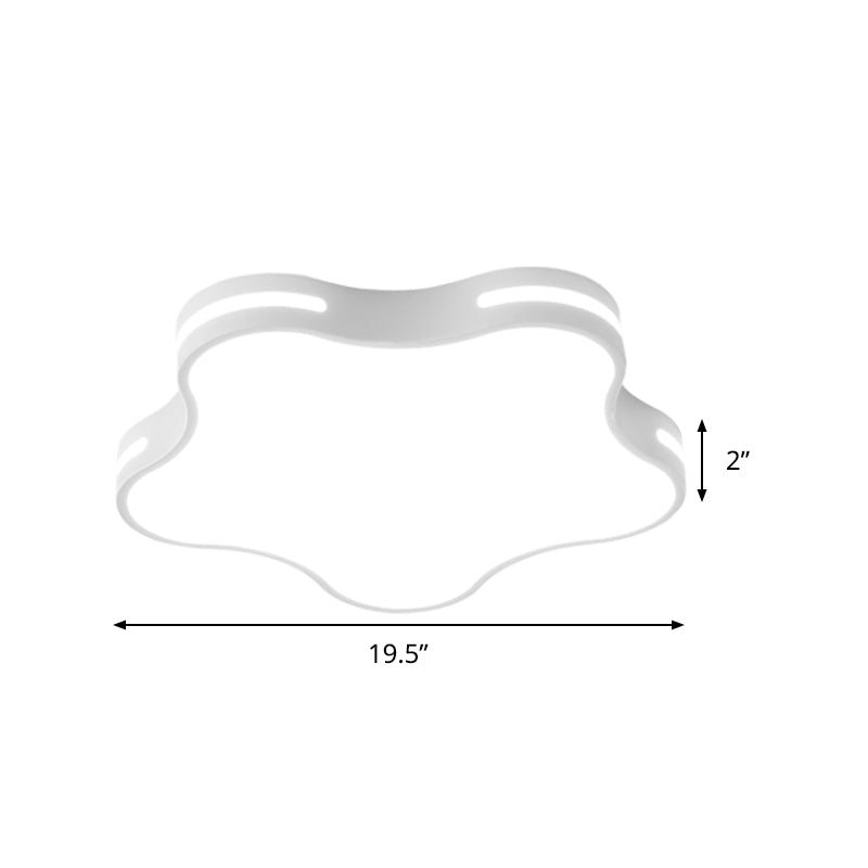 White Acrylic Led Ceiling Flushmount - Minimalist Star Design 19.5’ Wide