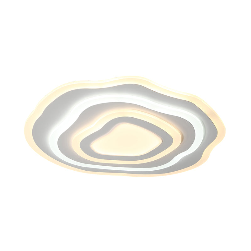 Ultra Thin Acrylic Ripple Ceiling Lamp - 19.5/23.5 W Simple White Led Light In Warm/White