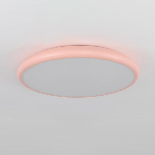 Modern Pink Led Ceiling Mounted Fixture Round Acrylic Flush Mount Light In Warm & White