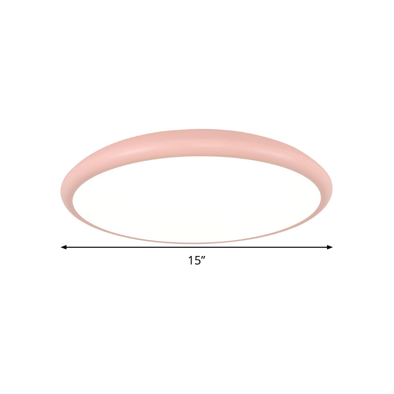 Modern Pink Led Ceiling Mounted Fixture Round Acrylic Flush Mount Light In Warm & White
