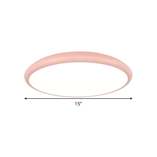 Modern Pink Led Ceiling Mounted Fixture Round Acrylic Flush Mount Light In Warm & White