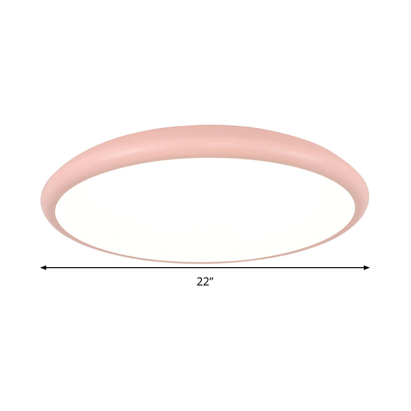 Modern Pink Led Ceiling Mounted Fixture Round Acrylic Flush Mount Light In Warm & White