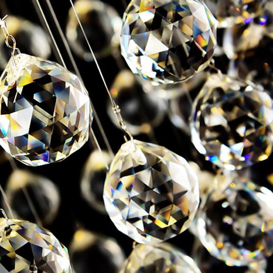 Contemporary Crystal Led Ceiling Mount Light With Chrome Finish In 3 Sizes