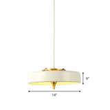 Contemporary Disk Pendant Light - Blue/White/Black Metal Bedroom Hanging Lamp