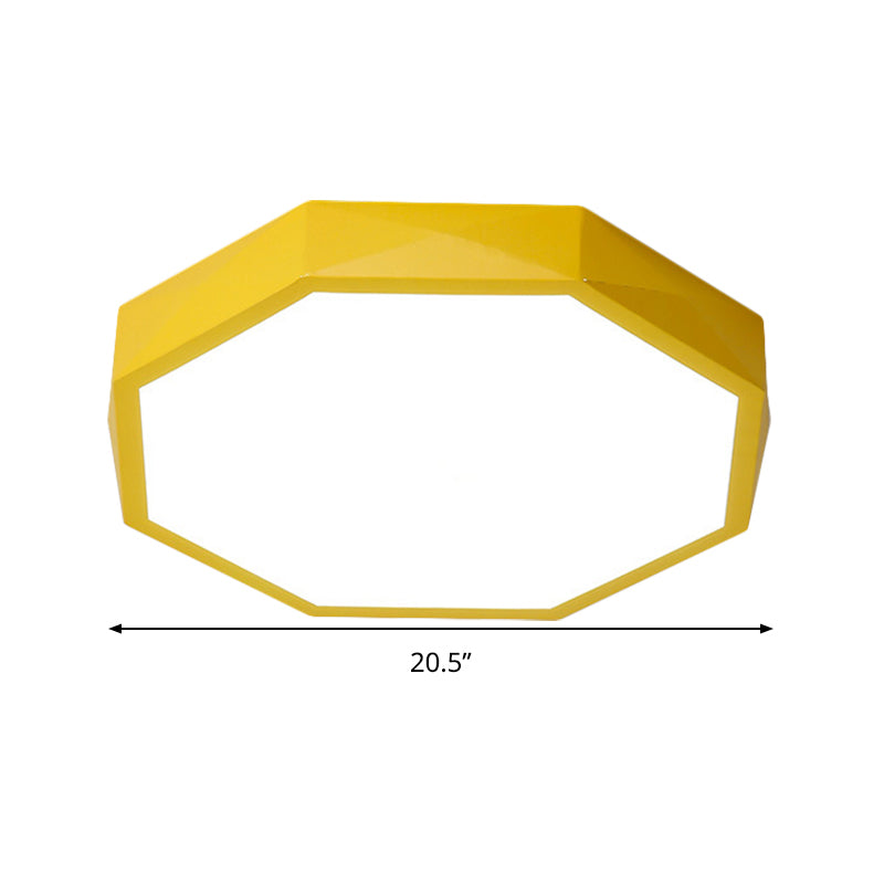 Minimal Led Octagon Flush Mount Lighting Fixture In Pink/Yellow/Blue - Warm/White Light 16.5’/20.5