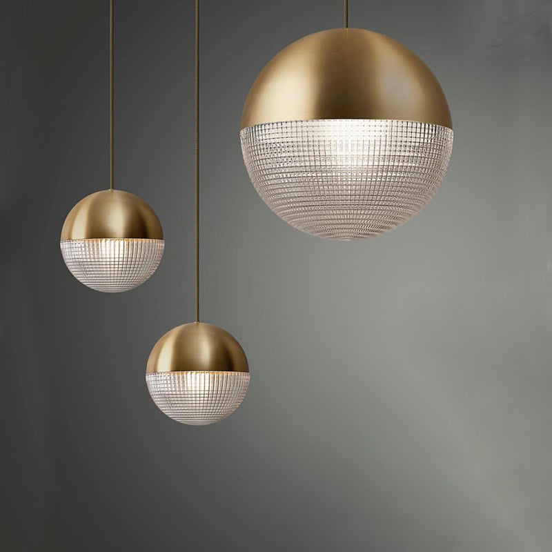 Contemporary Clear Prismatic Glass Ball Hanging Lamp - 1-Bulb Pendant Ceiling Light Black/Gold
