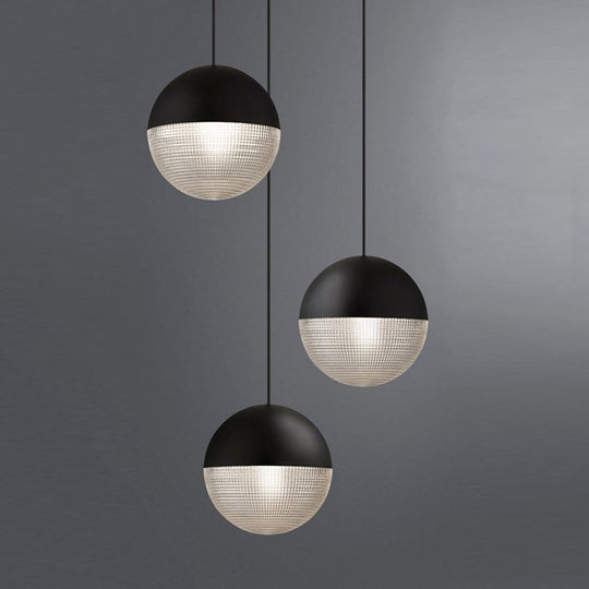 Contemporary Clear Prismatic Glass Ball Hanging Lamp - 1-Bulb Pendant Ceiling Light Black/Gold