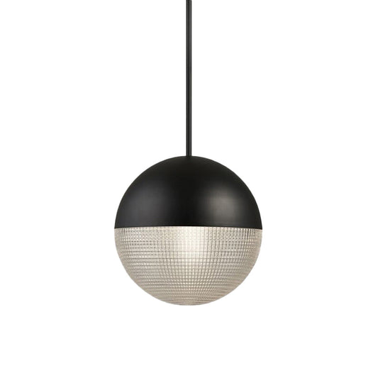 Contemporary Clear Prismatic Glass Ball Hanging Lamp - 1-Bulb Pendant Ceiling Light Black/Gold