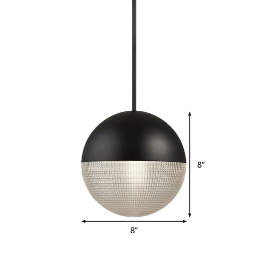 Contemporary Clear Prismatic Glass Ball Hanging Lamp - 1-Bulb Pendant Ceiling Light Black/Gold