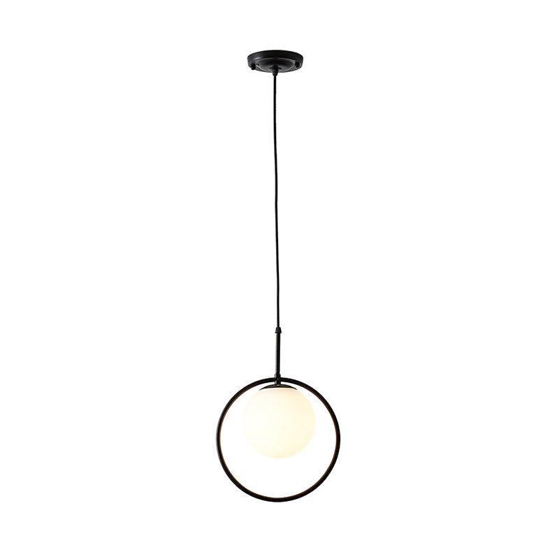 White Glass Modern Sphere Pendant Light - Perfect For Bedroom Ceiling