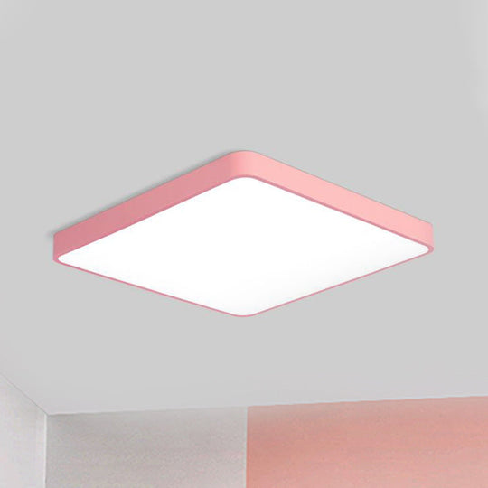 Modern Metal Led Flush Mount Ceiling Lamp In Pink Warm/White Light (19.5’/25.5’ Long) / 19.5’ Warm
