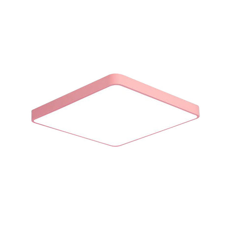 Modern Metal Led Flush Mount Ceiling Lamp In Pink Warm/White Light (19.5/25.5 Long)