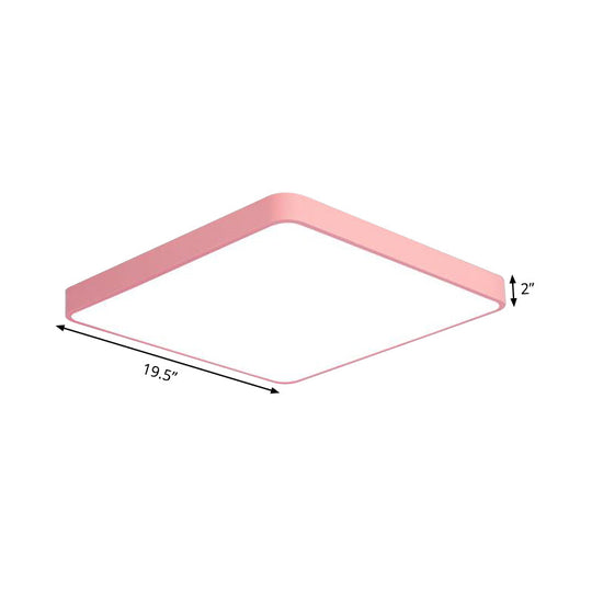 Modern Metal Led Flush Mount Ceiling Lamp In Pink Warm/White Light (19.5’/25.5’ Long)