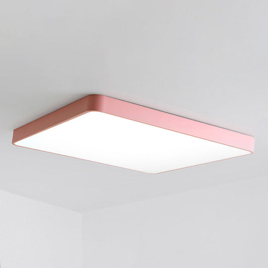 Modern Metal Led Flush Mount Ceiling Lamp In Pink Warm/White Light (19.5/25.5 Long)