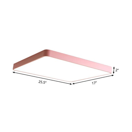 Modern Metal Led Flush Mount Ceiling Lamp In Pink Warm/White Light (19.5/25.5 Long)