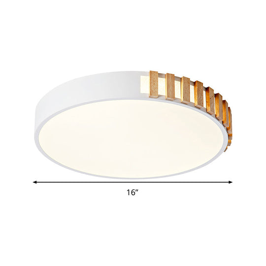 Nordic Led White Flushmount Ceiling Lamp - 16/19.5 Metal Ring Mount For Living Room
