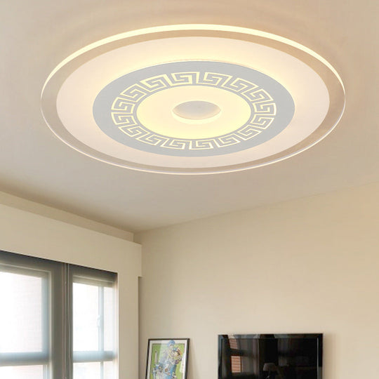 Chinese Style Ultrathin White Disc Led Flush Lamp - 16/19.5/23.5 W Acrylic Ceiling Mount Warm/White