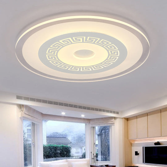 Chinese Style Ultrathin White Disc Led Flush Lamp - 16’/19.5’/23.5’ W Acrylic Ceiling Mount