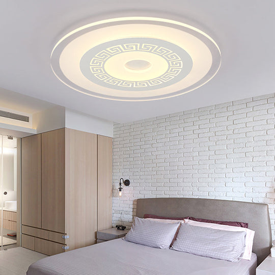 Chinese Style Ultrathin White Disc Led Flush Lamp - 16’/19.5’/23.5’ W Acrylic Ceiling Mount