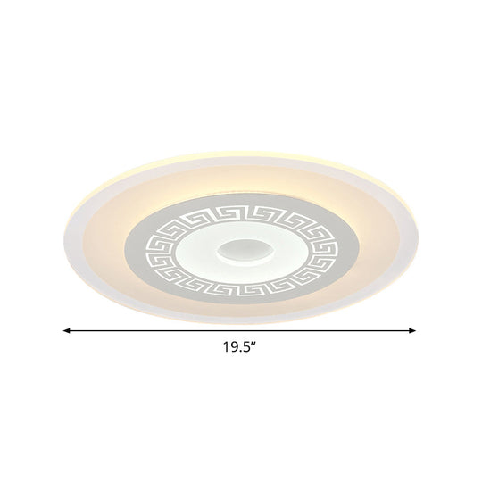 Chinese Style Ultrathin White Disc Led Flush Lamp - 16’/19.5’/23.5’ W Acrylic Ceiling Mount