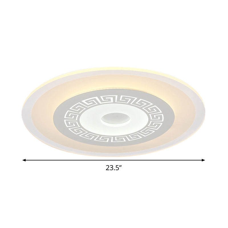 Chinese Style Ultrathin White Disc Led Flush Lamp - 16/19.5/23.5 W Acrylic Ceiling Mount Warm/White