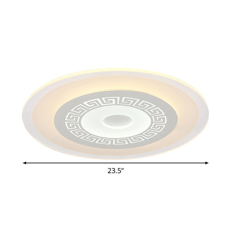 Chinese Style Ultrathin White Disc Led Flush Lamp - 16/19.5/23.5 W Acrylic Ceiling Mount Warm/White