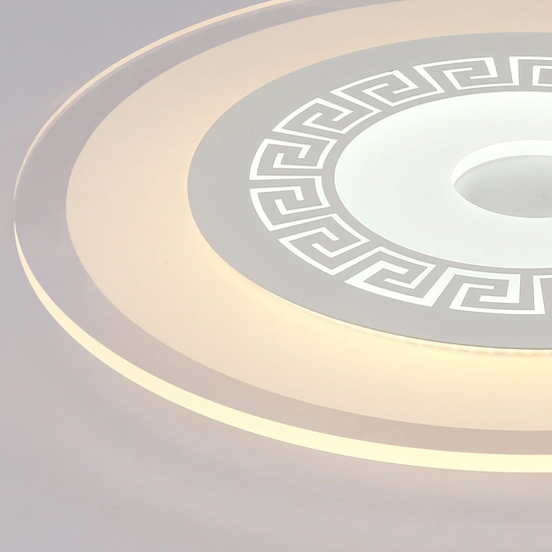 Chinese Style Ultrathin White Disc Led Flush Lamp - 16’/19.5’/23.5’ W Acrylic Ceiling Mount