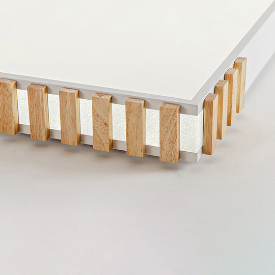 Nordic Style Led Metal Flush Mount Ceiling Lamp For Living Room - White Rectangular Fixture