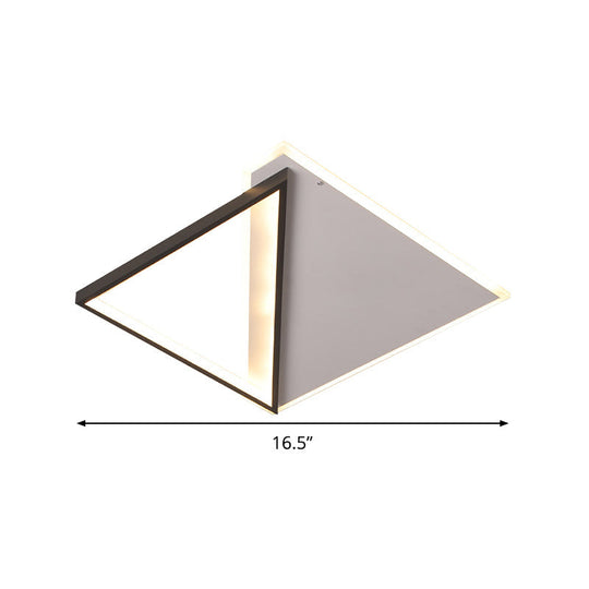 16.5’/20.5’ Led Ceiling Flush Light Metallic Black And White Rhombus Indoor Lighting Warm/White