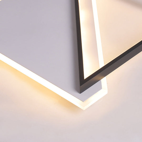 16.5’/20.5’ Led Ceiling Flush Light Metallic Black And White Rhombus Indoor Lighting Warm/White