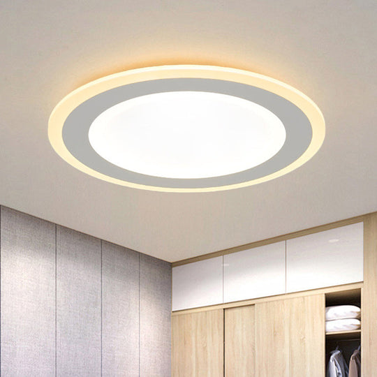 Minimalist Round Flush Mount Led Ceiling Light - Super Thin White Acrylic Warm/White 16/20.5