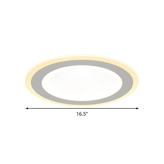 Minimalist Round Flush Mount Led Ceiling Light - Super Thin White Acrylic Warm/White 16’/20.5’