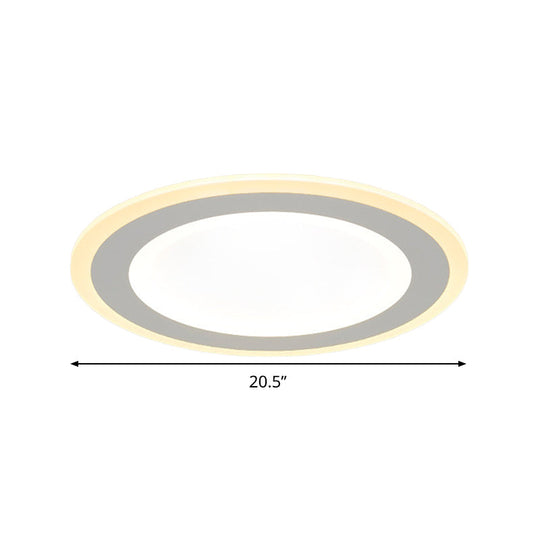 Minimalist Round Flush Mount Led Ceiling Light - Super Thin White Acrylic Warm/White 16/20.5
