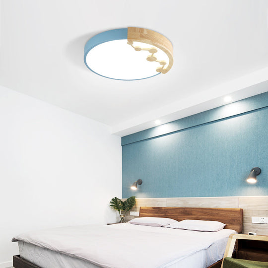 16’/19.5’ W Led Living Room Ceiling Light With Pink/Yellow/Blue Metal Shade In Warm/White