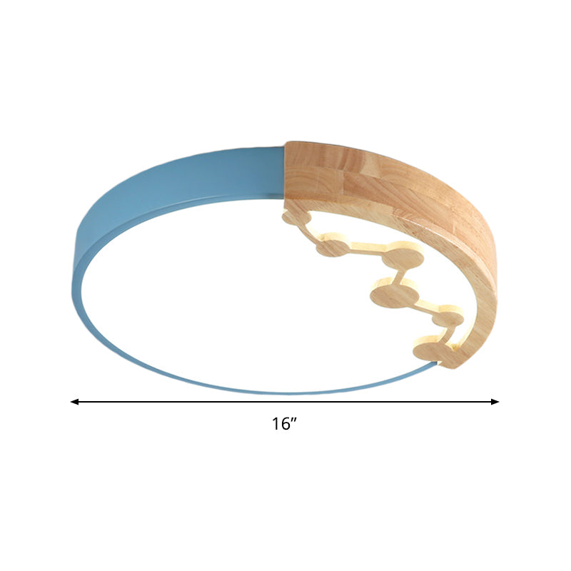 16’/19.5’ W Led Living Room Ceiling Light With Pink/Yellow/Blue Metal Shade In Warm/White