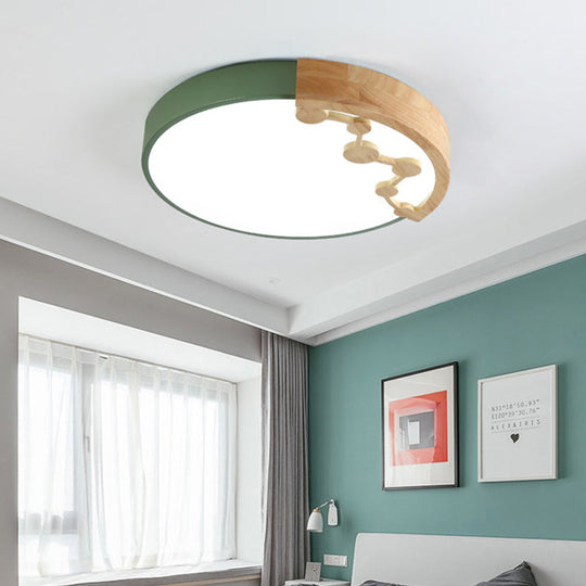 16’/19.5’ W Led Living Room Ceiling Light With Pink/Yellow/Blue Metal Shade In Warm/White
