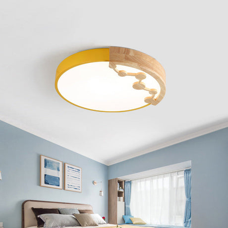 16/19.5 W Led Living Room Ceiling Light With Pink/Yellow/Blue Metal Shade In Warm/White