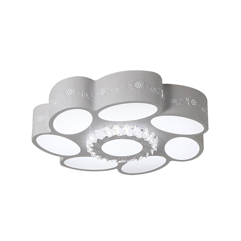 Modern Flower Flush Mount Lamp: Stylish Metallic Led Ceiling Light In Warm/White Stepless Dimming &