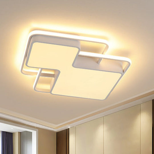 Modern Geometric Led Flush Mount Lamp In Black/White - 18/21.5 W Silica Gel Close To Ceiling Light