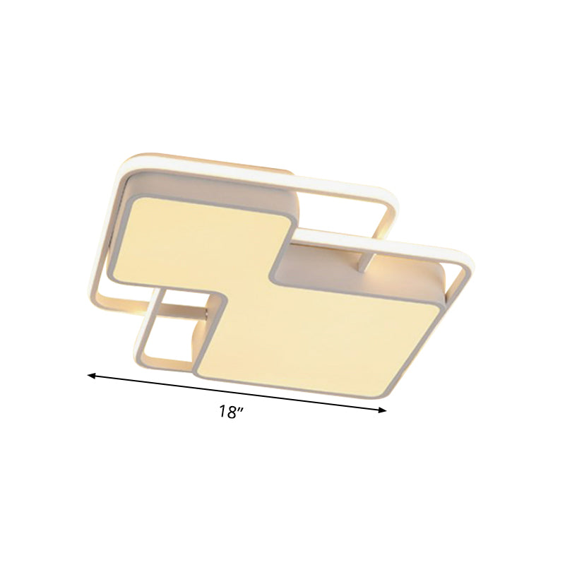 Modern Geometric Led Flush Mount Lamp In Black/White - 18/21.5 W Silica Gel Close To Ceiling Light
