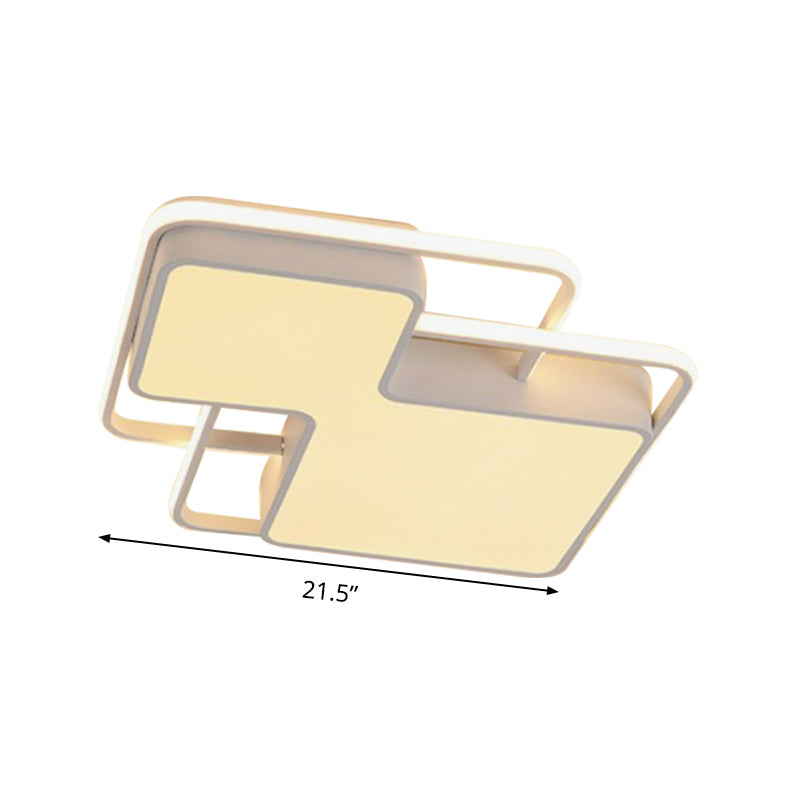 Modern Geometric Led Flush Mount Lamp In Black/White - 18/21.5 W Silica Gel Close To Ceiling Light