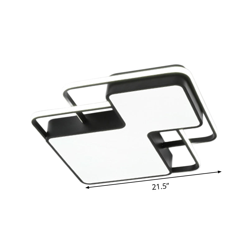 Modern Geometric Led Flush Mount Lamp In Black/White - 18’/21.5’ W Silica Gel Close To Ceiling