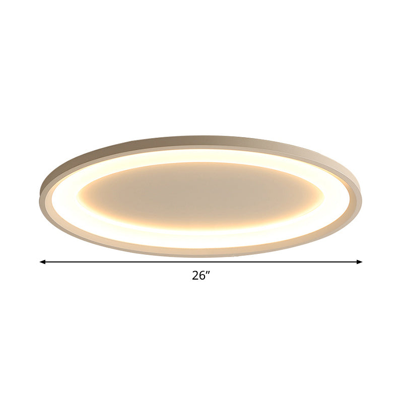 22’/26’ Nordic Slim Flush Mount Ceiling Lamp - Matte White Oval Warm/White Light Stepless