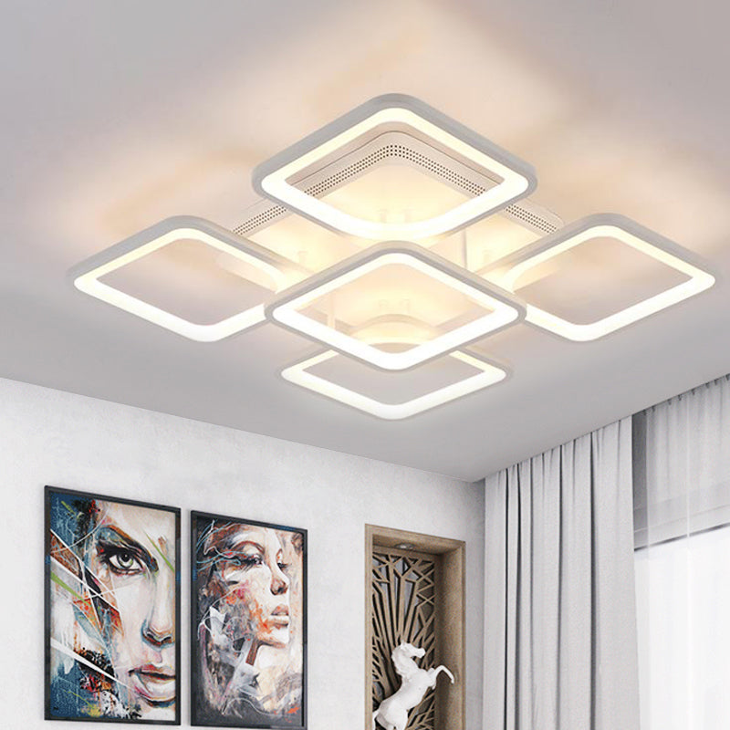 23.5’/27’ Led Bedroom Ceiling Light Semi Flush Mount Fixture With Acrylic Shade In Warm/White