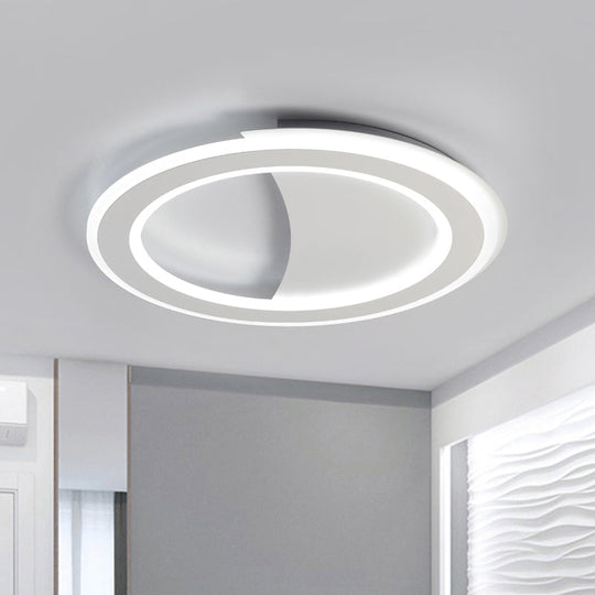 Contemporary Metal Led Flush Light With Halo Ring In Black/White - Warm/White Ceiling Mount Lamp