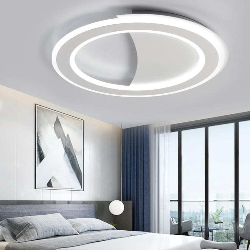 Contemporary Metal Led Flush Light With Halo Ring In Black/White - Warm/White Ceiling Mount Lamp