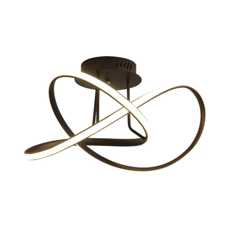 Modern Acrylic Led Twist Ceiling Mount Fixture - 19.5’/23.5’ Semi Flush Warm/White Light