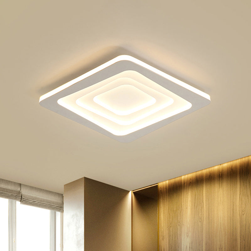Modern Layered Square Ceiling Light - Led Flush Mount Lamp With Stepless Dimming Remote Control