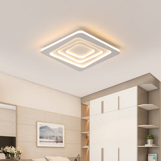 Modern Layered Square Ceiling Light - Led Flush Mount Lamp With Stepless Dimming Remote Control